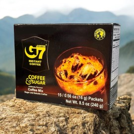 G7 Trung Nguyen Sugar Black Instant Coffee - Ca Phe Den Duong Hoa Tan - 15 Bags per Box
