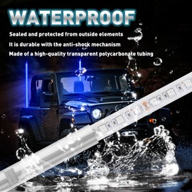 1PC 3ft LED Whip Green Lights Waterproof Flag Pole Safety Antenna with Flag for Can Am Maverick X3 Sand Dune Buggy UTV ATV 2020 Polaris RZR XP 4X4 Offroad Truck 4 Wheels(Blue)