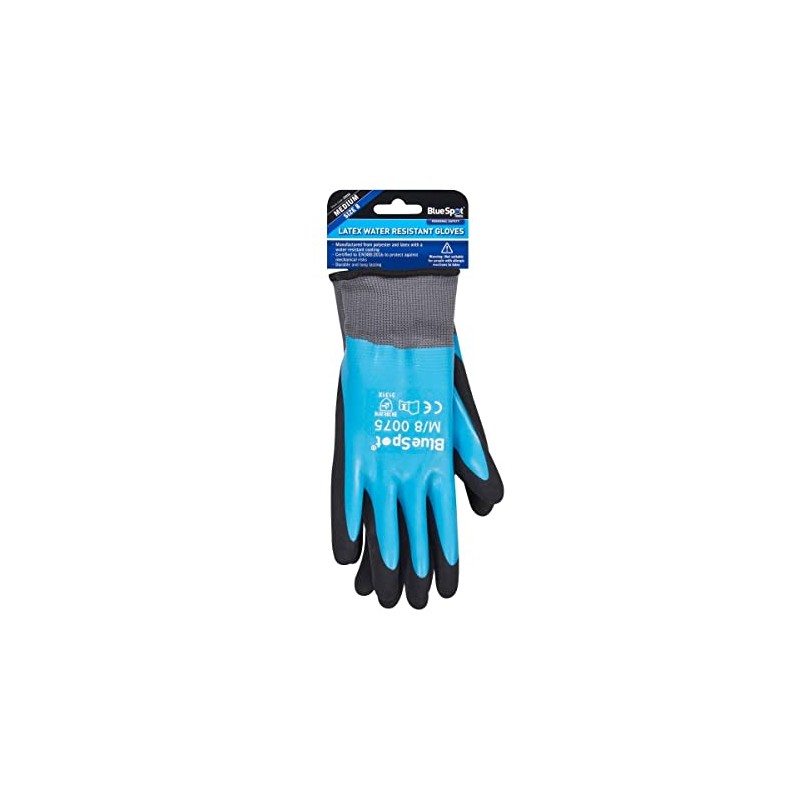 Blue Spot Tools - Latex Water Resistant Gloves (Medium)