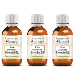 Greenwood Essential Pure Oakmoss Essential Oil (Evernia prunastri) Steam Distilled (Pack of Three) 100ml X 3 (10 oz)