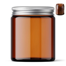 8.5oz Amber Candle Jars for Making Candles, Round Glass Jar with Lids Leakproof Containers for Storage, Empty Glass Jar