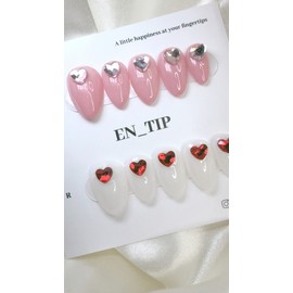 Simple Heart Pop Handmade Nail Tips - Stiletto / 심플 하트 팝 수제네일팁 - 스틸레토