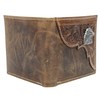 American Bison Tooled Side Bifold Wallet with Conchos–Oil Pull Up