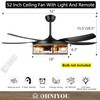 Ohniyou Farmhouse Ceiling Fan with Lights and Remote,52 inch Rustic