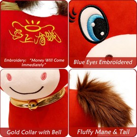 Horse Stuffed Animal Year of The Horse 2026 Smiling Horse Toys Plush Figurine 7.87 In,Chinese Lunar New Year Home Decor Mascot Holiday Zodiac Easter Basket Stuffers for Teens Toddler Easter Decor Gift