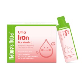 Nature's Nutra Ultra Iron Plus Vitamin C | Natural Blueberry Flavor | Easy-to-Take Liquid Stickpacks | for Kids, Adults & Pregnant Women | 30 Servings