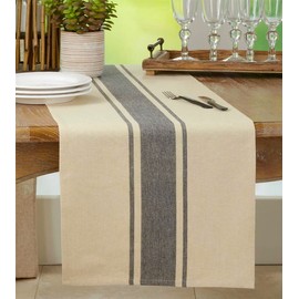 Fennco Styles Aulaire Banded Design 100% Cotton Table Runner 16" W x 108" L - Striped Table Cover for Home, Dining Room Decor, Banquets, Family Gathering and Special Occasion