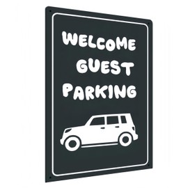 Carastora Welcome Guest Parking Sign – 12x8 Inch Rust-Free Metal Tin Sign, Fade-Resistant and Weatherproof, for Bar, Yard, Driveway, or Outdoor Parking Lot