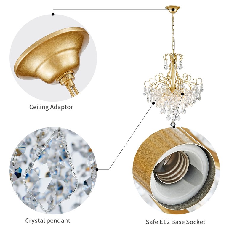 WUZUPS Crystal Chandelier 5-Light Pendant Ceiling Light Modern Lighting Fixture