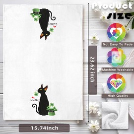 Black Cat Gifts,Shamrock St. Patrick's Day Cat Dish Towels,Cat Kitchen Towels,Cat Hand Towel,Cat Mom Gifts,Gifts for Cat Lovers for Women,Cat Lady Gifts,Crazy Cat Lady Gifts,Black Cat Gifts for Women