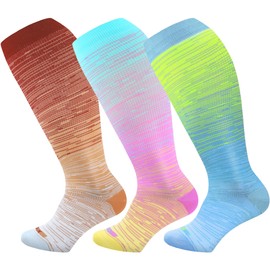 LEVSOX Plus Size Compression Socks for Women & Men Wide Calf Extra Large Size Support Socks for Nurses Running Pregnant Travel, 15-20 mmHg Knee High