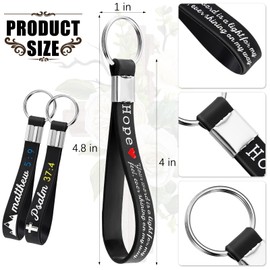Sureio 36 Pcs Christian Bible Keychains with Scripture Father's Day Gift Inspirational Religious Keychains for Church(Black)