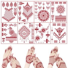 GMDP 8 Blätter Tattoos Aufkleber,klebetattoos,Temporäre Tattoos Schablone Set Wasserfest Tattoo Tempel Aufkleber für Hand Arm Erwachsene Mädchen