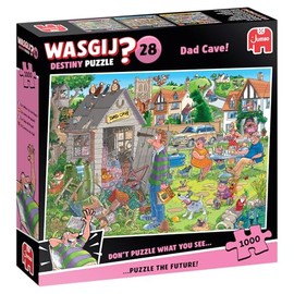 Wasgij Destiny 28 – Der Abstellraum von Papa! – Dad Cave! – Puzzle für Erwachsene – lustiges Puzzle – 100% recycelter Karton – 1000 Teile Jumbo