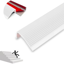 Suonady Stair Nosing Vinyl Stair Edge Protector,Stair Nose Molding,Stair Nose Edging,Stair Edge Trim,Non-Slip Waterproof Outdoor Indoor Stair Edge Self Adhesive Rubber Strips 36IN White