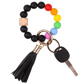 Aoksunova Key Ring Car Women Key Ring Bracelet Car Key Ring with Beads Tassel Gifts for Women, 8cm x 8cm