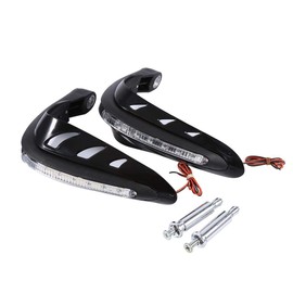 KIMISS Protector para manillar de moto, con luces LED, universal, 1 par, negro - Manoplas protectoras para manos, diseño resistente