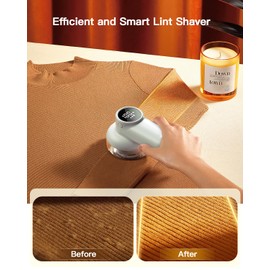 coldSky Rechargeable Fabric Shaver, Lint Shaver with Digital Display, Sweater Shaver with 6-Leaf Blades and Safety Lock, 3-Speeds Defuzzer Remove Fuzz, Pills from Clothes, Furniture, Sofa, Light Grey