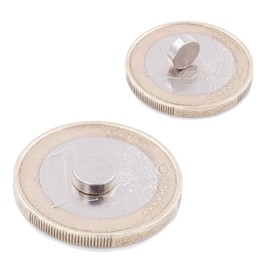 Brudazon 10 Mini Disc Magnets 6 x 2 mm N52 Strongest Level Neodymium Magnets Ultra Strong Power Magnet for Model Making, Photo, Whiteboard, Notice Board, Fridge, Crafts, Magnetic Disc Extra Strong