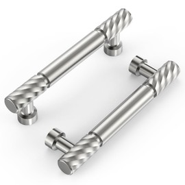 FILTA 10 Pack Brushed Nickel Cabinet Handles 3.75 Inch(96mm) Cabinet Pulls Satin Nickel Helical Kitchen Cabinet Hardware for Cupboard Drawer Pulls