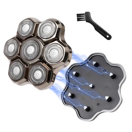 7 Head Replacement Blade 7D Razor Heads Replacement 7 Blades Bald Head Razor Replacement Heads Universal Magnetic Replacement Razor Heads for Most Mainstream Brands (Silver)