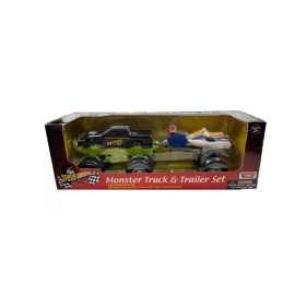 Speed Wheels Monster Truck and Trailer Set (Black Racing Truck with Jet Skis)