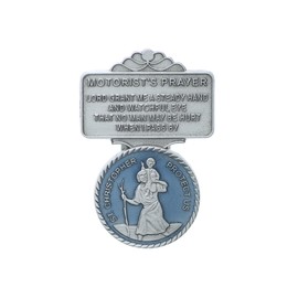 Saint Christopher Lead Free Pewter with Beautiful Blue Enamel Auto Visor Clip (VC-867)