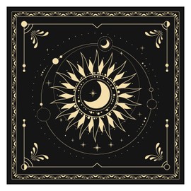 BOXOB Altar Cloth, 18.31x18.31in Delicate Square Sun Moon Alter Cloths Witchcraft Spiritual Tarot Mat Tablecloth Divination Tools and Accessories Perfect Divination Ritual Supplies