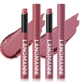 Jolilab 2 Pcs Velvet Matte Lipstick Nude Matte Soft Dark Color Stick Waterproof Long-Lasting Non-Stick Cup High Pigmented Lip Stick Lip Balm Beauty Cosmetics Gift for Girls（07#+08#