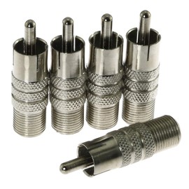 E-outstanding 5PCS RCA Male to F-Type Female Coax Coaxial Cable Adapter Connector Converter Silver