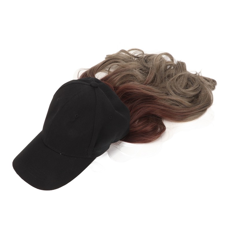 Baseball Cap Wig Women Fashionable Adjustable Hat Synthetic Long Wavy