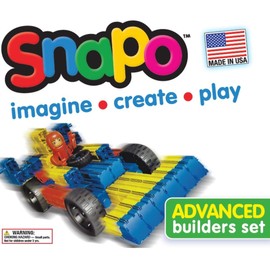 SNAPO Advanced Builder Blocks 7 Years and up - Six-Sided Toddler Building Blocks - Build Planes, Cars and Trains - Unisex Stackable Assembly Blocks for Kids (300pcs)