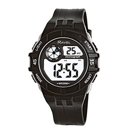 Ravel - Mens Round 3ATM Digital Quartz Watch with Light - RDG.14.14 - Black/Silver