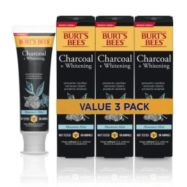 Burt's Bees Burt’s Bees Charcoal + Whitening Toothpaste Fluoride Mountain Mint 4.7oz 3 Pack