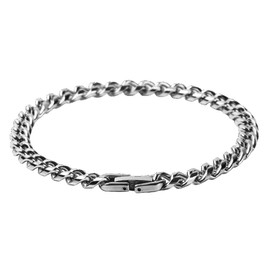 SOWAKA Men's Stainless Steel Chain Bracelet, Foldable, Buckle, Hypoallergenic, One size, Titanium Leather Stainless Steel Metal