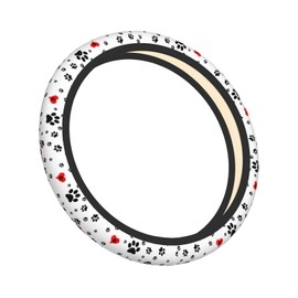 Dog Paws Print Steering Wheel Cover Women Men Elastic Stretch Soft Car Wheel Protector Universal Breathable No-Slip Car Accessories for Truck Van SUV Auto Fit 14-15 Inches