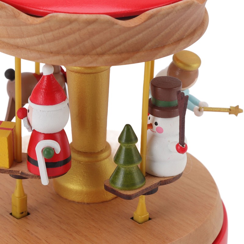 Christmas Music Box Wood Carousel Delicate Clockwork Musical Box Decoration