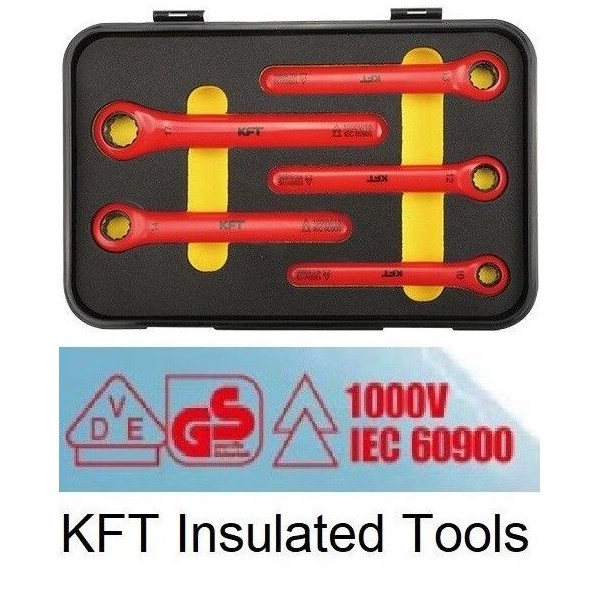 KFT INSULATED 1000V 3/8" Geared Box End Wrench 5pc Set Europe Standard Cert.