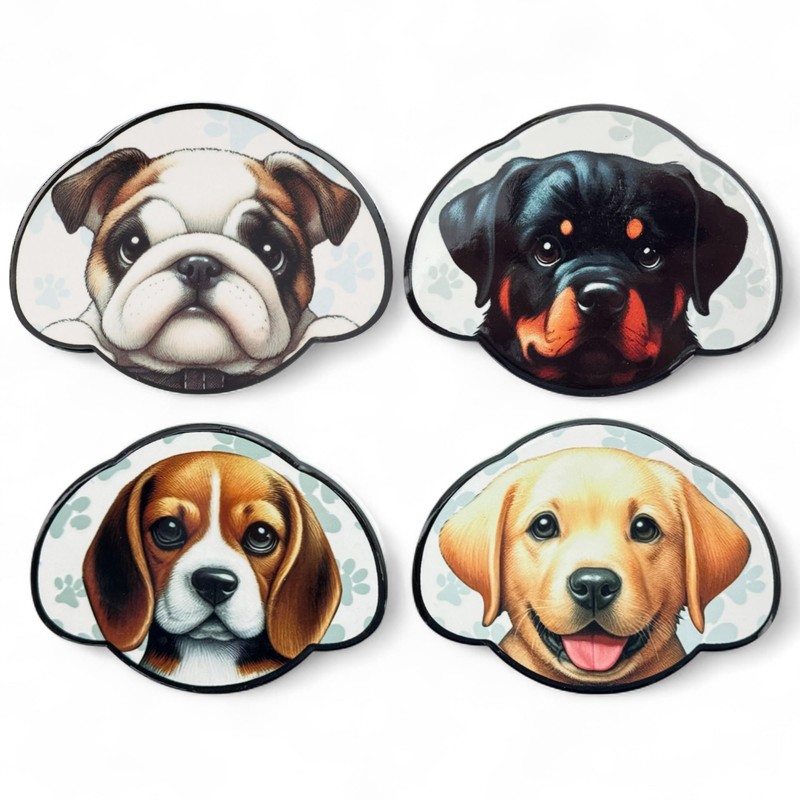 MIJOMA Untersetzer Set Hund – 4er Keramik Glasuntersetzer mit Metallhalter