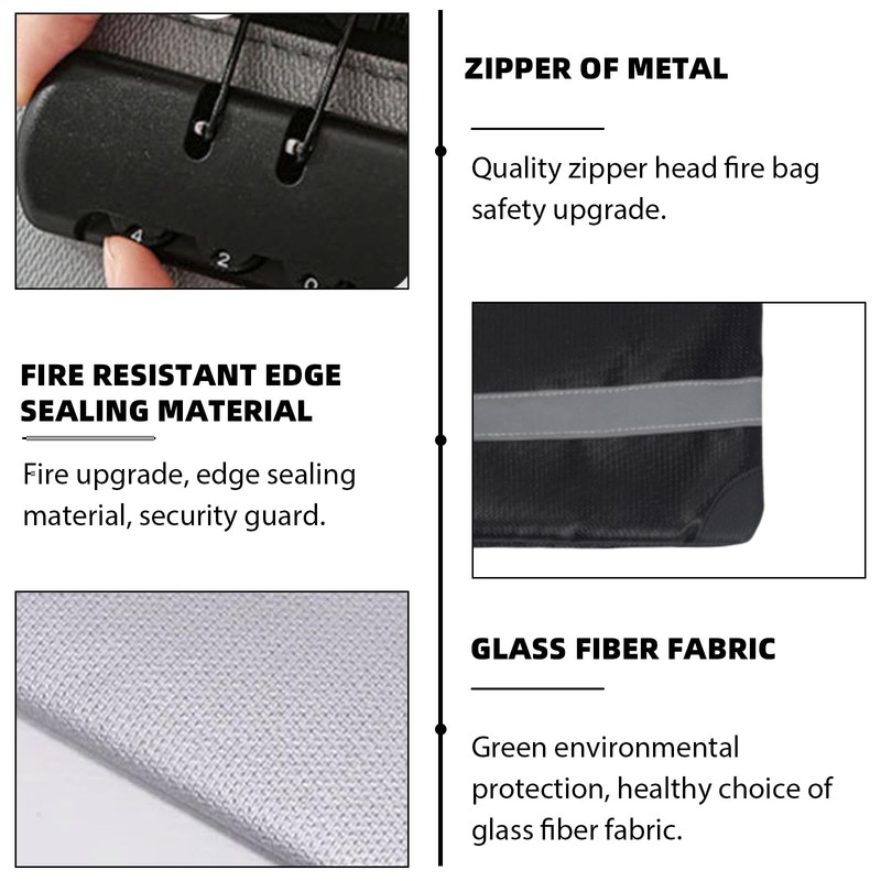 Asfrode Fireproof Bag, 34 x 25 cm Document Bag with