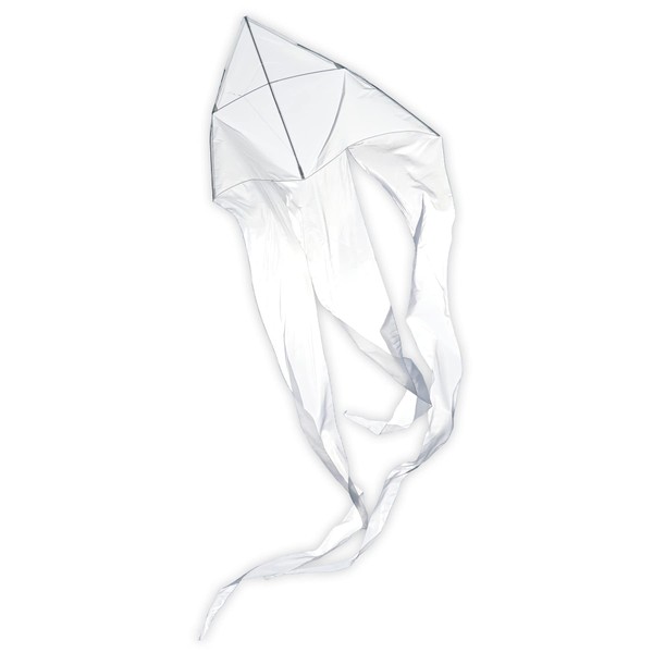 In the Breeze 3356 — White 77" Wave Delta Kite — Easy Flying Single Line Large Ripstop and Taffeta Kite