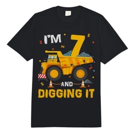 Im 7 and Digging It 7Yr Old 7th Birthday Construction Boy Comfort Colors Adult Heavyweight T-Shirt