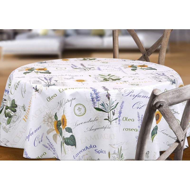 BEAUTEX Provence Oilcloth Tablecloth Embossed Wipe-Clean Garden Tablecloth Round Oval