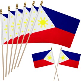 WEITBF 12 Pack 8×12 Inch Philippines Flags Small Filipino Philippine Flags on Stick Mini Handheld Flag Outdoor Decorations