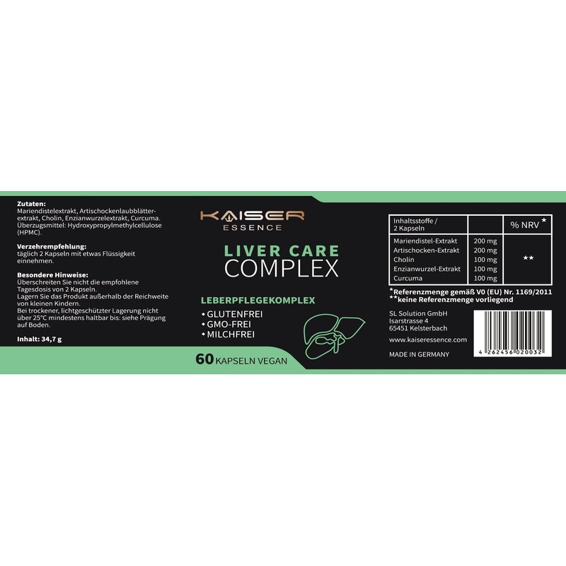 Liver Care Complex | Supplement | 60 Kaps. | Nahrungsergänzung