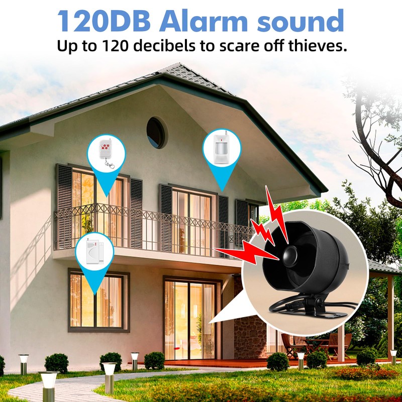 WIFI Alarm Home Security System,Wireless Burglar Alarm System with Loud