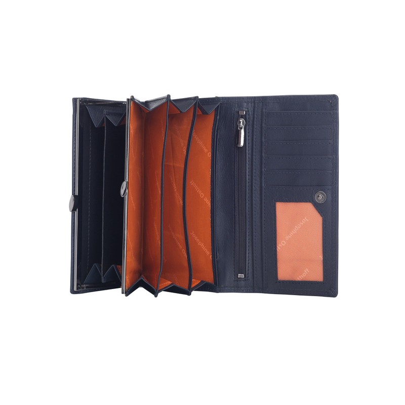 Josephine Osthoff Women's Leather Long Wallet with Clip Closure, Small