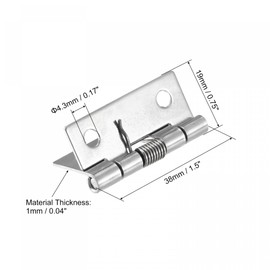 sourcing map Spring Loaded Hinges 1.5 Inch 304 Stainless Steel Self-Closing for Cabinet Pack of 2