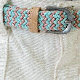 Peppercorn Kids Stretch Cord Woven Belt - Turquoise/Brown - Age (8-14y)