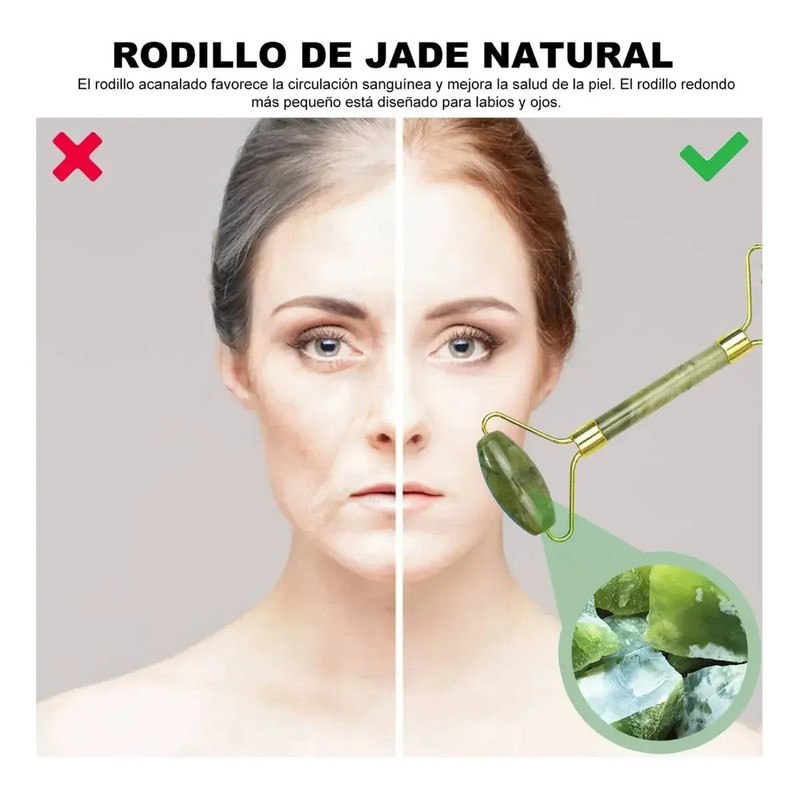 3pcs Rodillo De Masaje Facial De Jade Gua Sha Rejuvenece